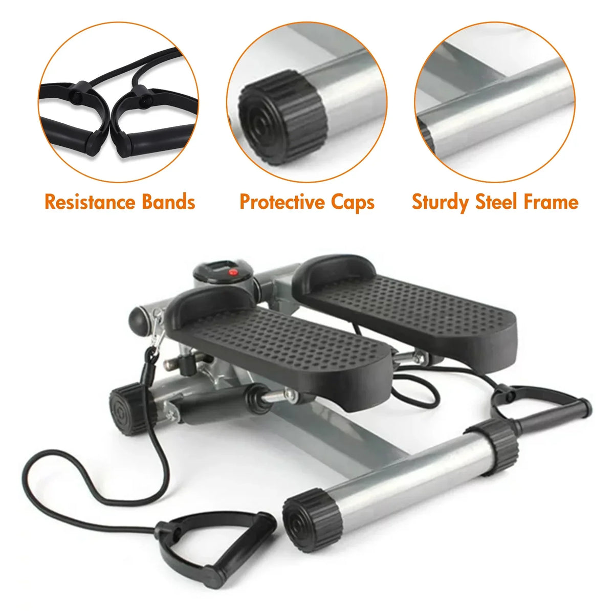 Equipment Bands, Resistance Height Stride Gray with for Exercise, Stepper Cardio Stepper Stair Stepper Mini Adjustable