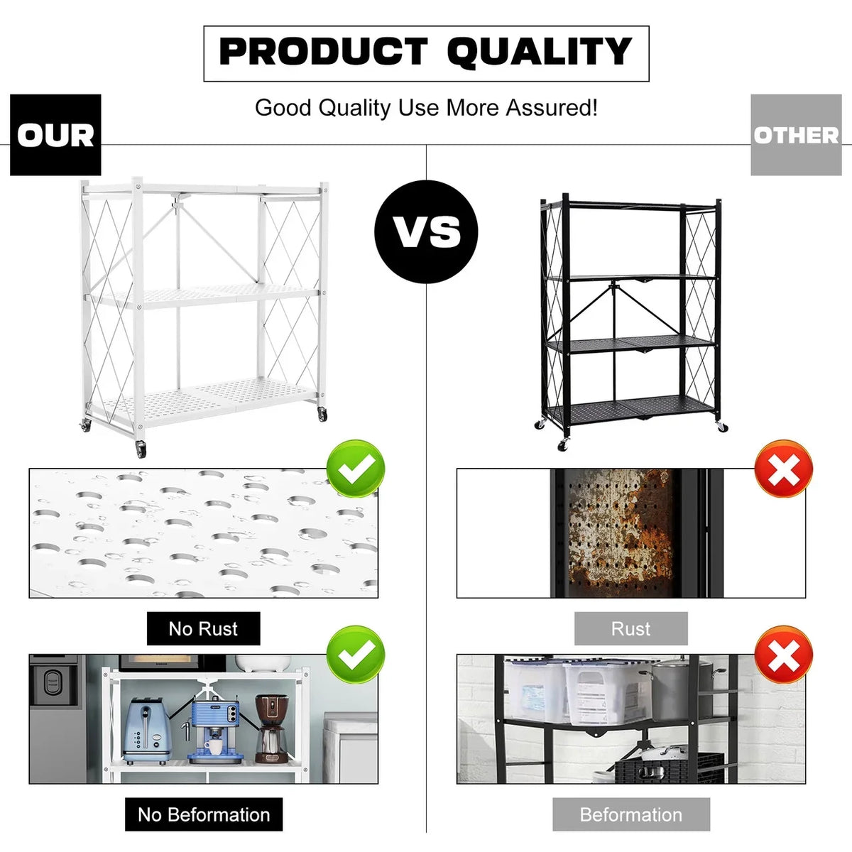QRInnovations  Design Duty Shelving Tier Rack White Heavy 3/4 Modern Storage