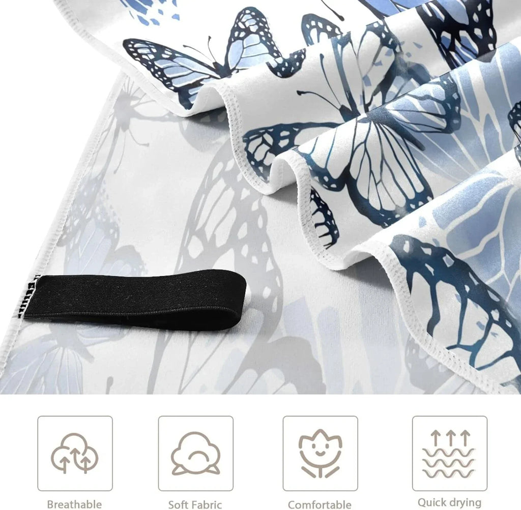 Beach Quick Bestwell Swim Blanket, 30”X60” Microfiber Bath Towel Blue Lightweight Thin Dry Oversized Free Towel Pool Multipurpose Butterfly Shower Towel, Towel Yoga Sand