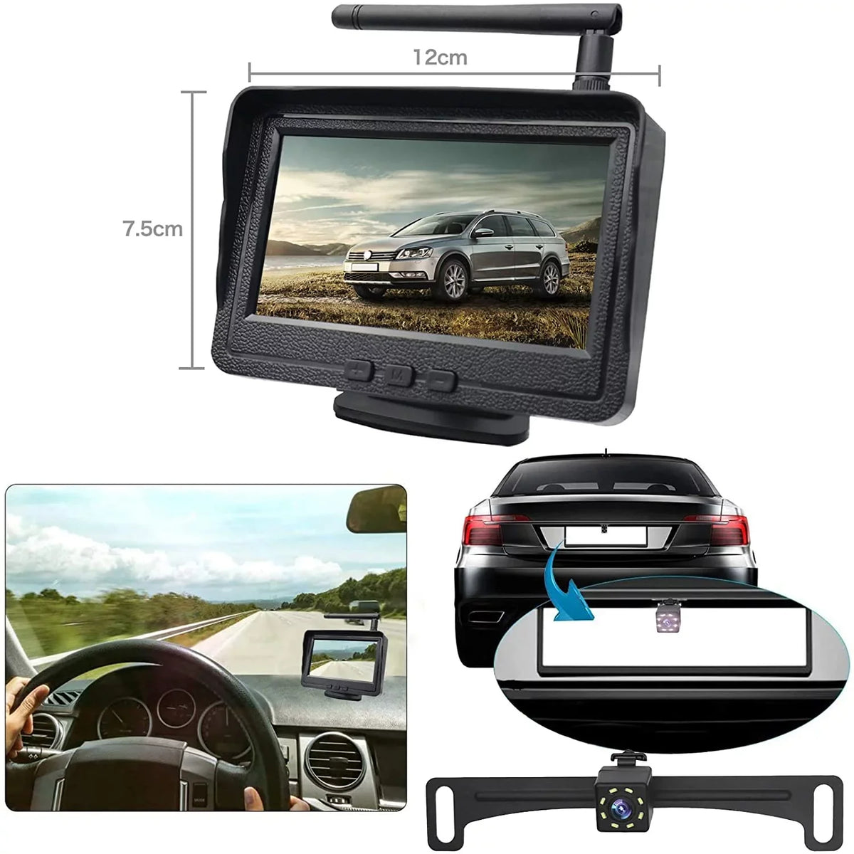 RV B-Qtech Truck, Vision Camera with LCD Rear Night Monitor for Backup Liquidproof Wireless Camera 4.3"" View 170 for Car,