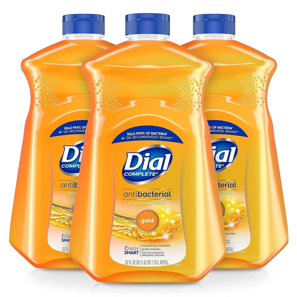 Hand fl Complete of Gold, Liquid Soap Dial 3 Refill, Antibacterial Pack 52 Oz