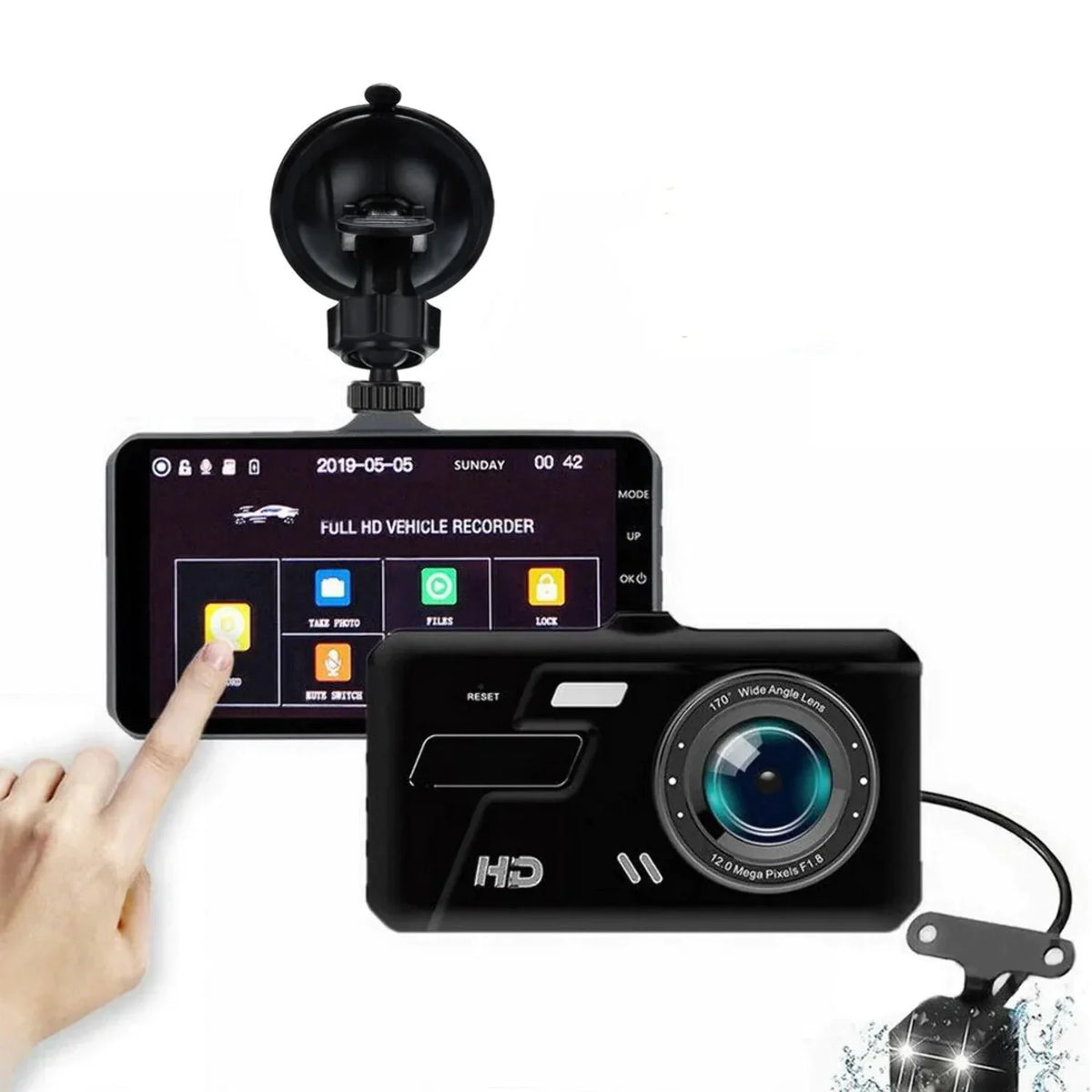 4 Cam DVR Lens Vehicle Driving Dual Car 1080P Recorder LCD Video Camera Dash