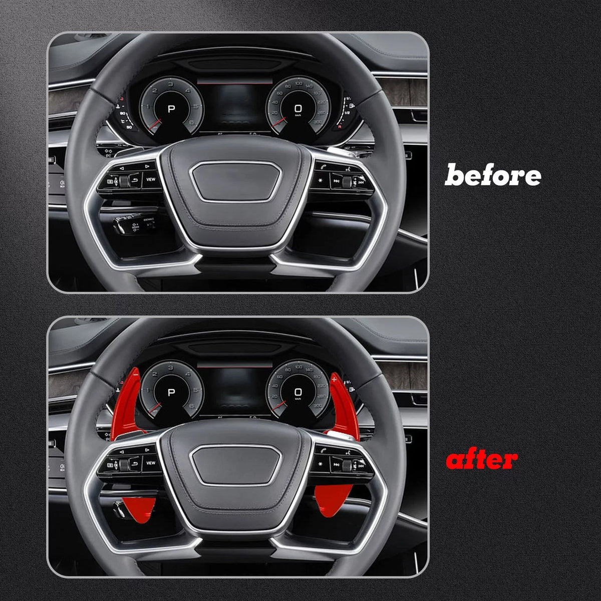 Q3 Compatible Shifter Aluminum Q7 (Red) Cover With Paddle A7 Trim, Wheel CNC Tech S7 Alloy, S5 Steering A3 S8 S4 A5 SQ5 A4 RS3 Xotic Q5 S3 A6 RS6 A8 S6 Audi