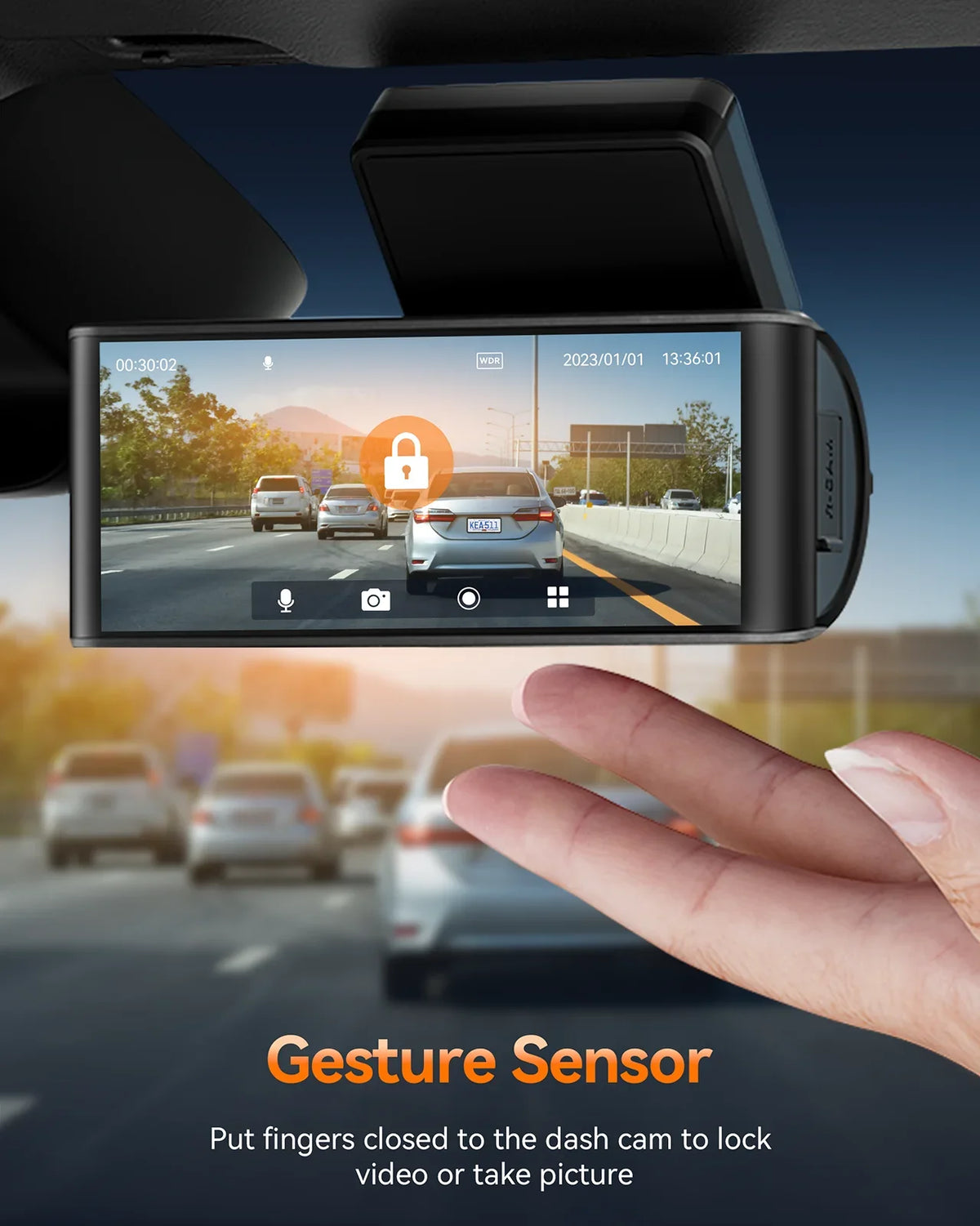 Dual Touch Rear Sensor Activated 3.16" Car Toguard Cam with Capacitor Emergency W/Motion and Front 4K WiFi Lock Dash IPS Camera GPS, Screen
