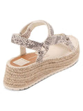 Ankle VITA Shoes Beige 9.5 DOLCE Stitch Detailing Toe Strap  1" Platform Snakeskin Mano Leather Espadrille Round Wedge