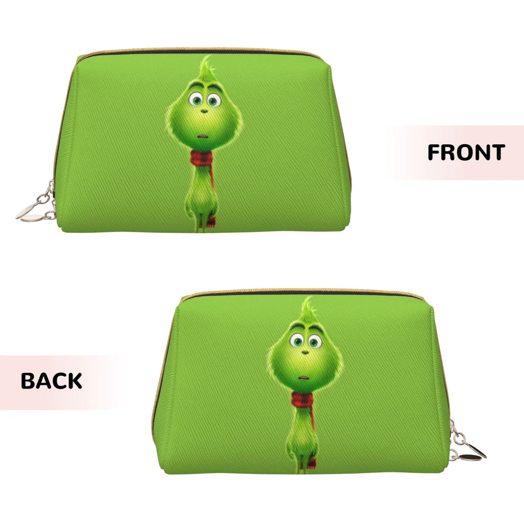 Travel Bag Makeup Organizer Portable Storage Gift Cartoon Purse Pouch Cosmetic Toiletry Bag Grinch Leather