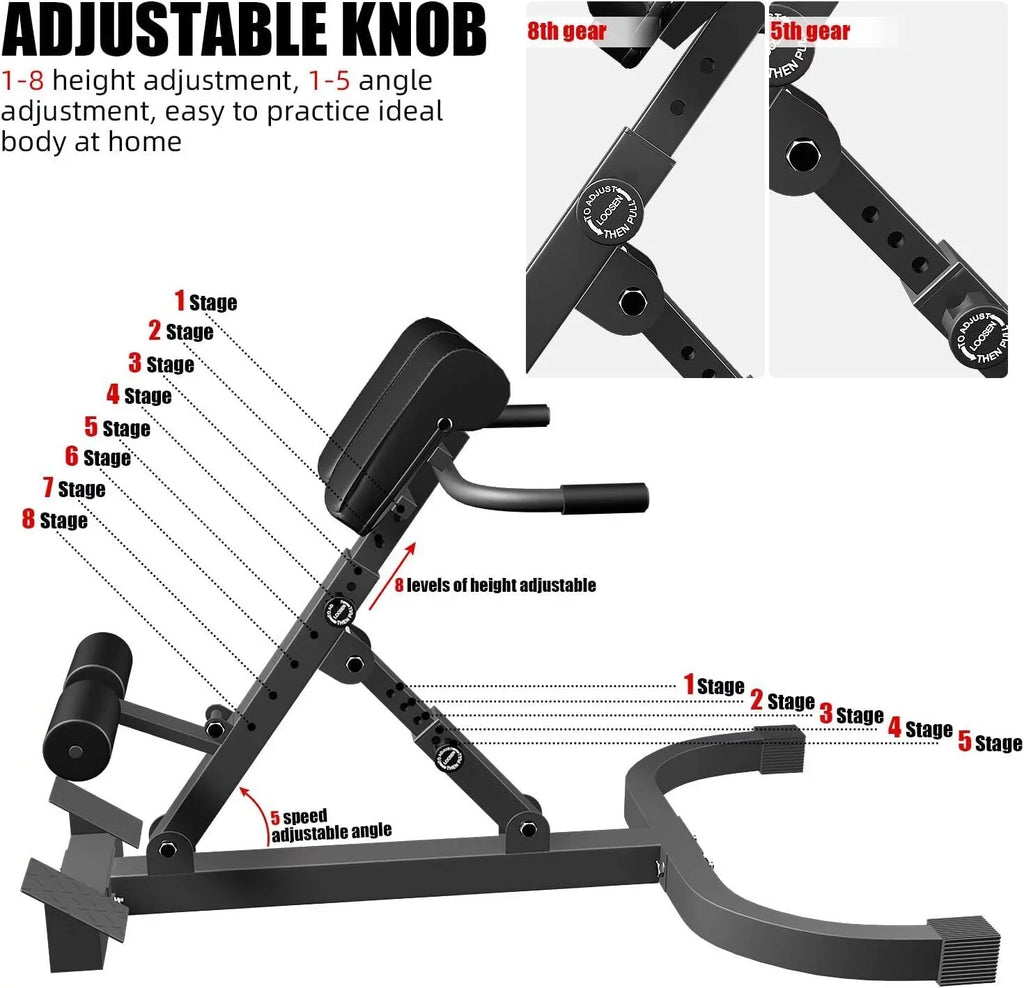 Tilt Hyperextension Angle Extension Back Position Machine, 150kg/330lbs Angle Chair W/ Height Adjust Roman Bench 5