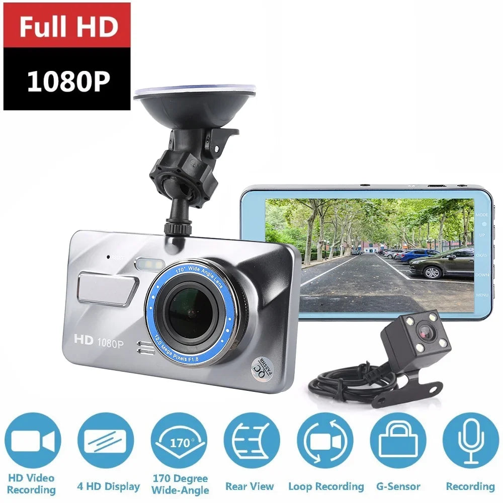 G-sensor Cam Dash Recorder Camera Dual DVR Lens HD Car Night Video 1080P Vision
