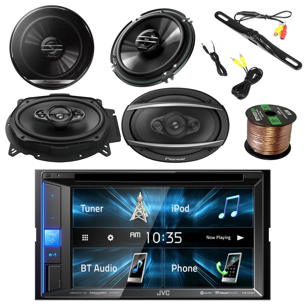 SPKR KWV140BT 50' Pioneer Pyle SPKR Camera, 3-Way touchscreen & 2DIN Rear 6.5" BT with 250W, Color Plate 2-Way Stereo JVC 16G 420W 6"x9" Pioneer Enrock View License Mount Wire SPKR Receiver, Car
