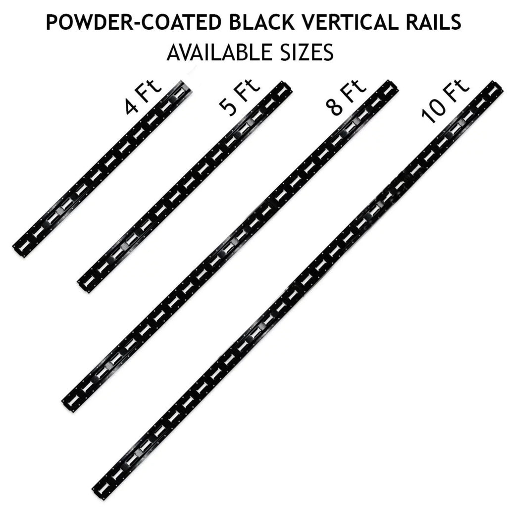 Heavy Vertical Long Mall "DC 8-ft Trailers" Steel Trucks, for Cargo Rails, E-Track TieDowns | Duty Four Etrack Powder Coated Rails