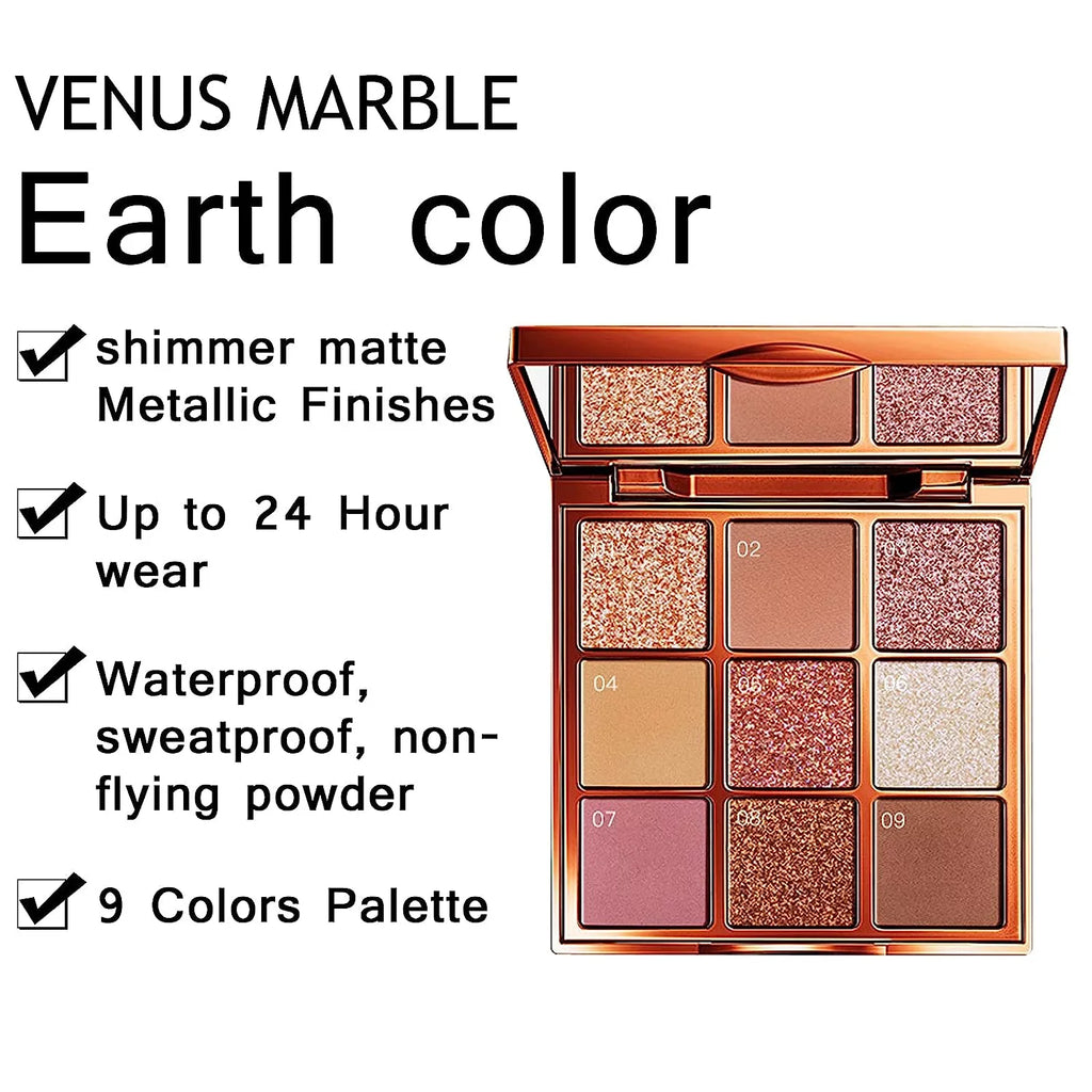 Eye Palette Colors Makeup Palletes VENUS Makeup MARBLE Eye Palette Make Shadow Eyeshadow Powder(Aestheticism) Shadow Glitter Matte Up Eyeshadow Glazed Beauty Eye 9 Shimmer