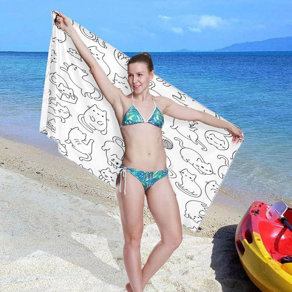Bestwell Towel Holiday（191） Absorbent - Swimming Cartoon Oversized Lightweight Funny Beach Travel Dry Super - Towel Cat for Quick Camping Towels Compact