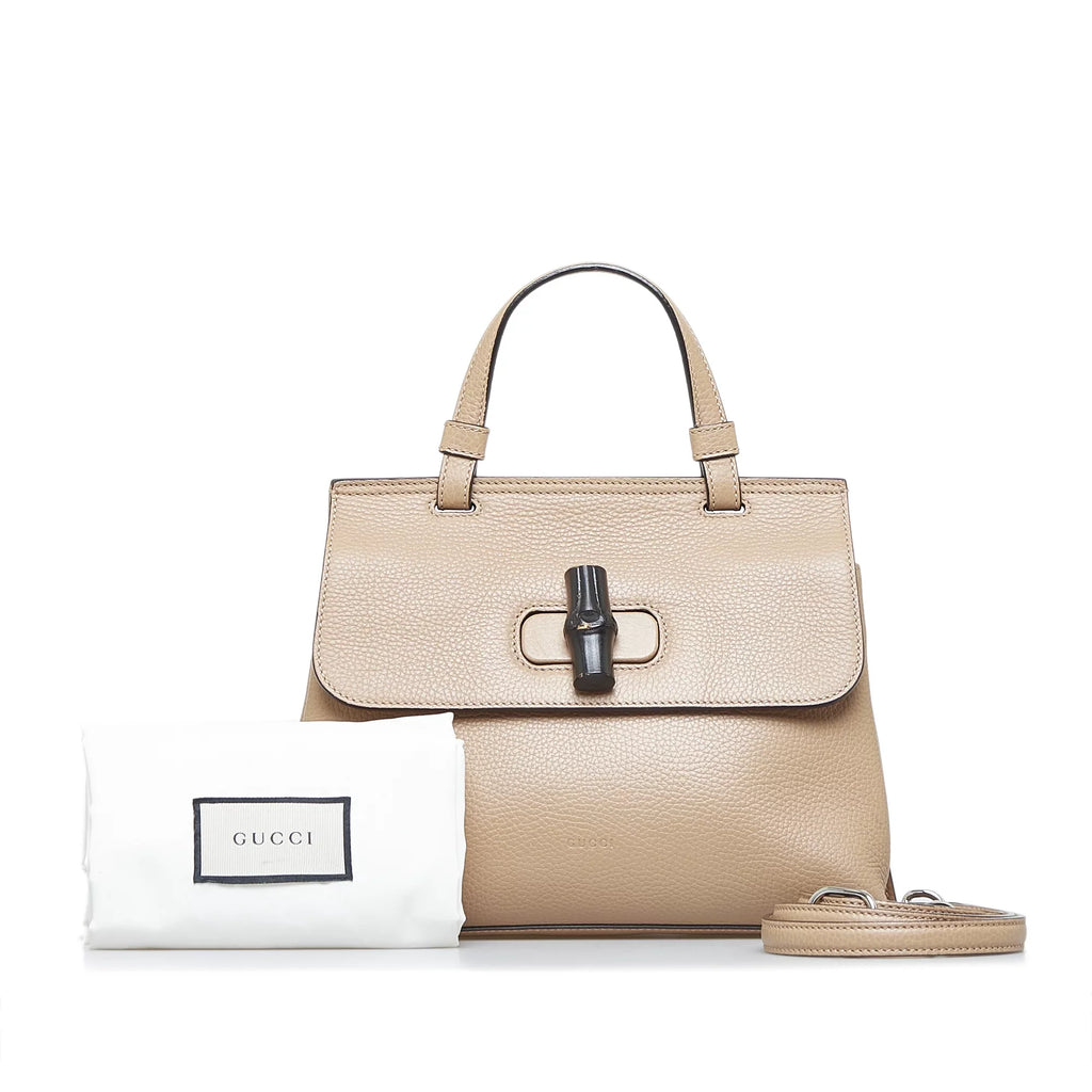 Pre-Owned Brown Leather Satchel Authenticated (Good) Gucci Daily Medium Calf Bamboo Unisex