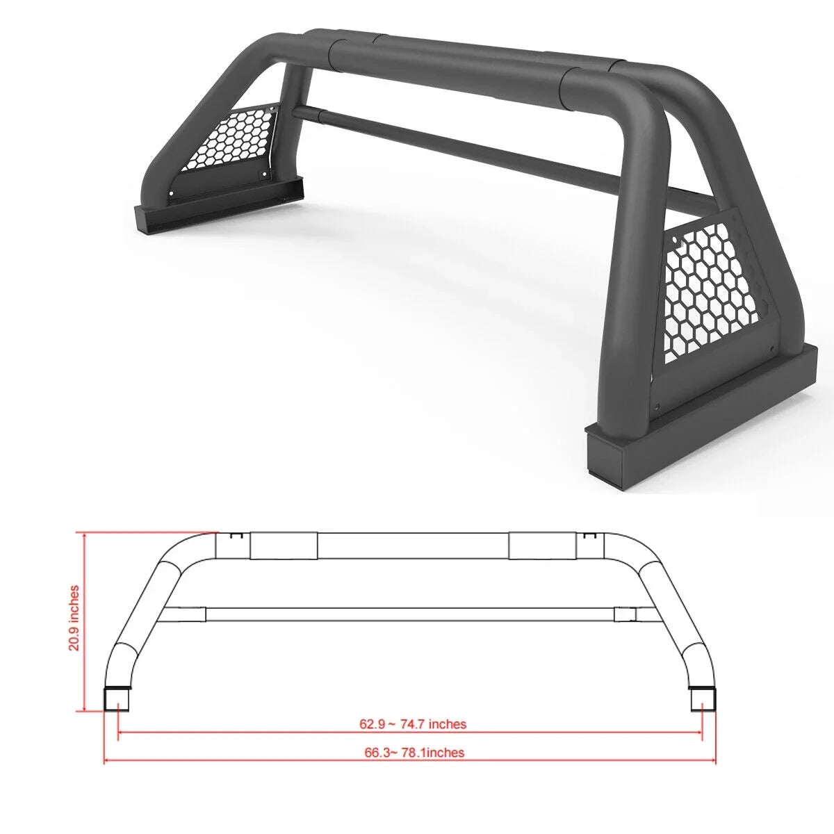 Bed Fit 62.9-74.7" and For sierra Bar Bar Chase Rack Adjustable silverado/GMC Truck Chevy 1999-2013 2019-2023 Roll Sport