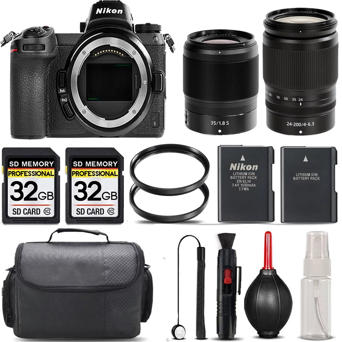 '+ + S Storage f/4-6.3 + Filter International Mirrorless with Lens + Kit 64GB Cleaning 24-200mm Lens Case VR + UV Version Battery + Nikon Backup 35mm - f/1.8 Z6