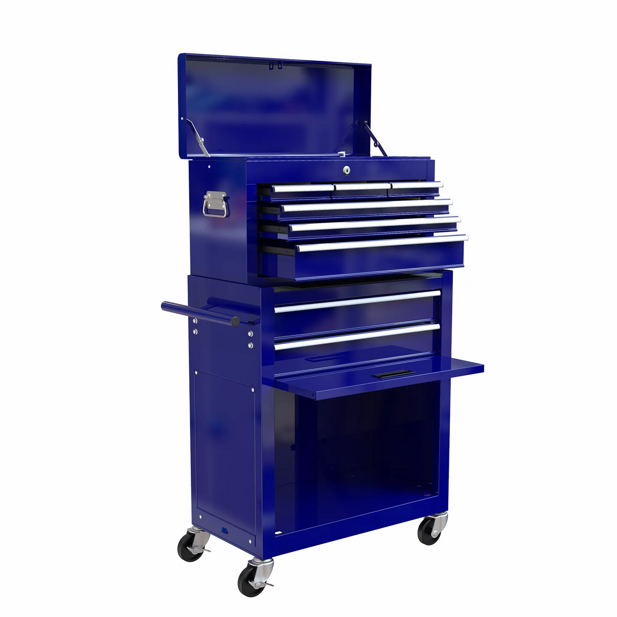Rolling Chest Double Drawers, Drawers, On Chest 2-IN-1 & Blue Sliding Large Box Drawers, Capacity Cabinet Lockable Tool Wheels Tool with Box, with with Tool Tool 8 Hidden Organizer