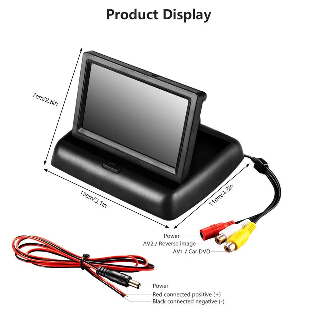 Foldable Display LCD Rear 4.3in Car LED Backup Night View Camera Monitor