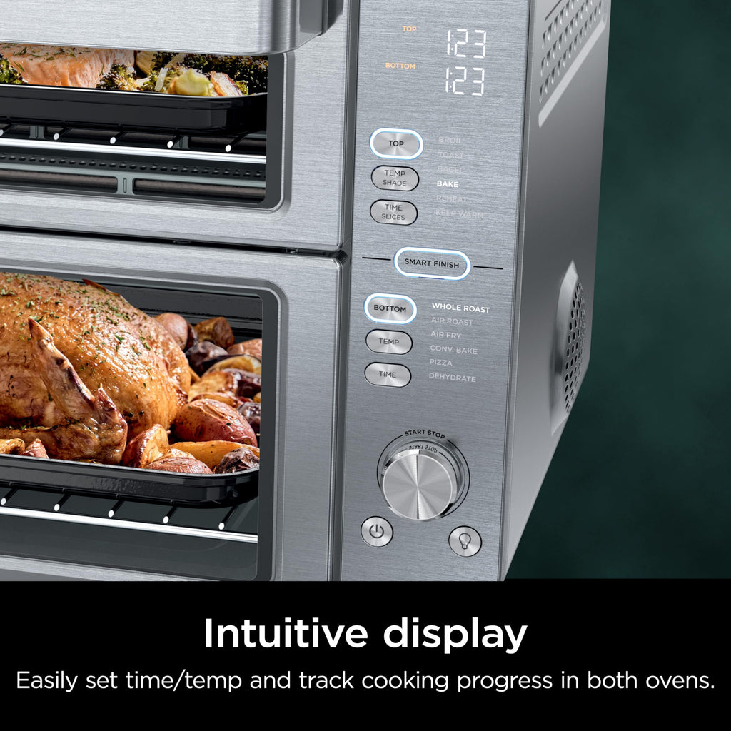 Ninja Air Fryer & Toaster Oven | Double Stack XL | Countertop Oven | 12-in-1 Fits 4.5lb Chicken & 6lbs of Wings | SmartFinish Cook 2 Different Meals