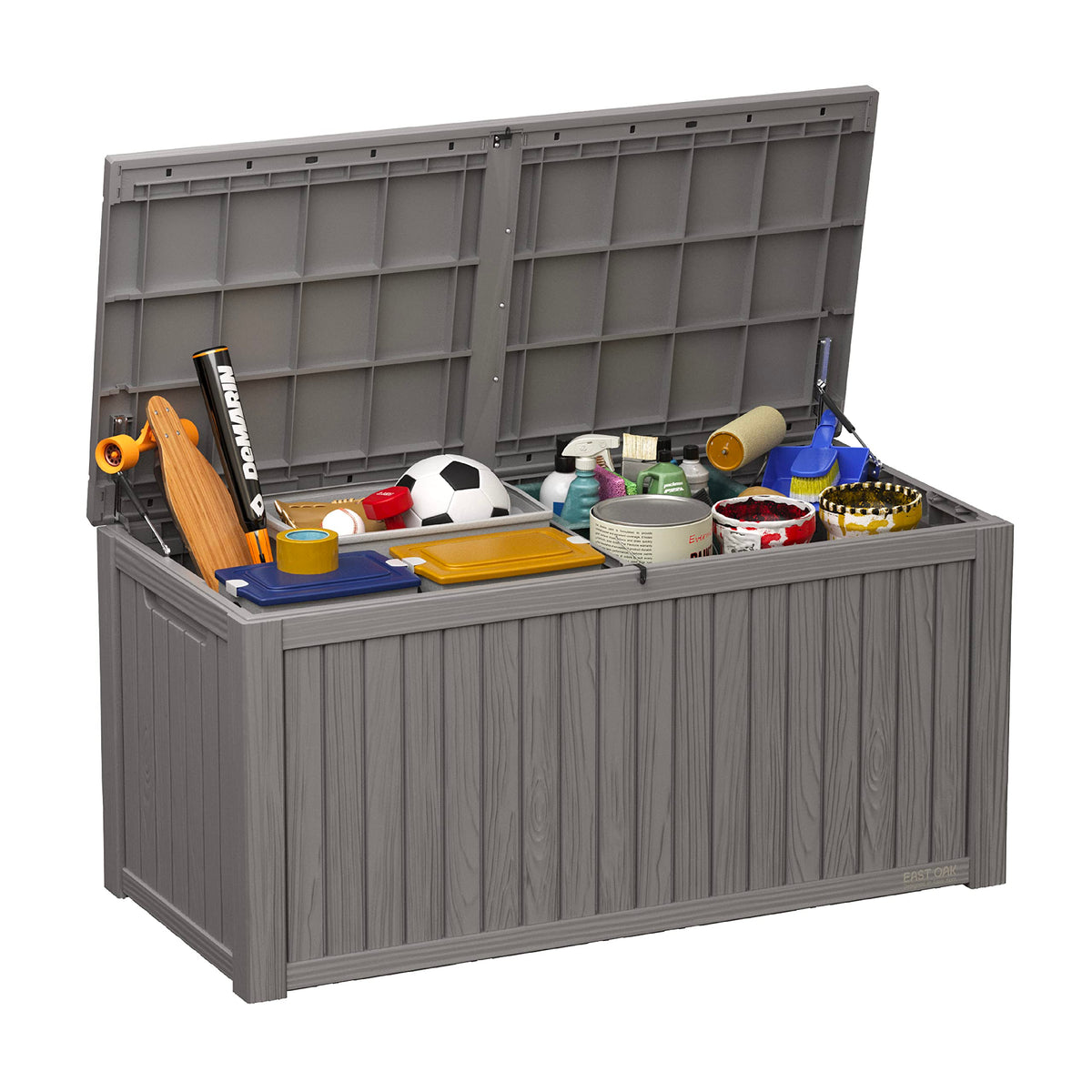 EAST OAK Outdoor Storage Box, 120 Gallon Deck Box with Stainless Steel Rods Large Resin Storage Bin for Patio Cushions, Garden Tools, Waterproof and