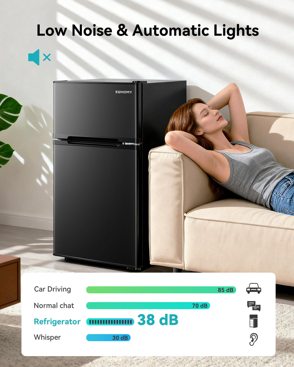 EUHOMY 3.2 Cu.Ft. Refrigerator with Freezer, 2 Door Fridge, Adjustable ThermostatLarge Capacity, Refrigerator for Kitchen/Dorm/Office/Apartment