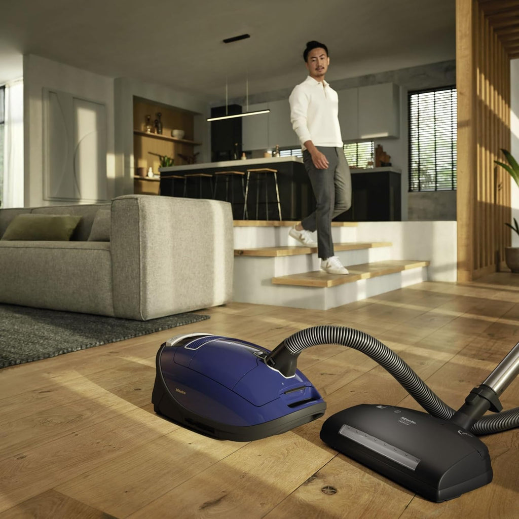 Miele Complete C3 Marin Bagged Canister Vacuum Cleaner with Electrobrush Floorhead, Suitable for Carpets and Hard Floors, in Marine Blue