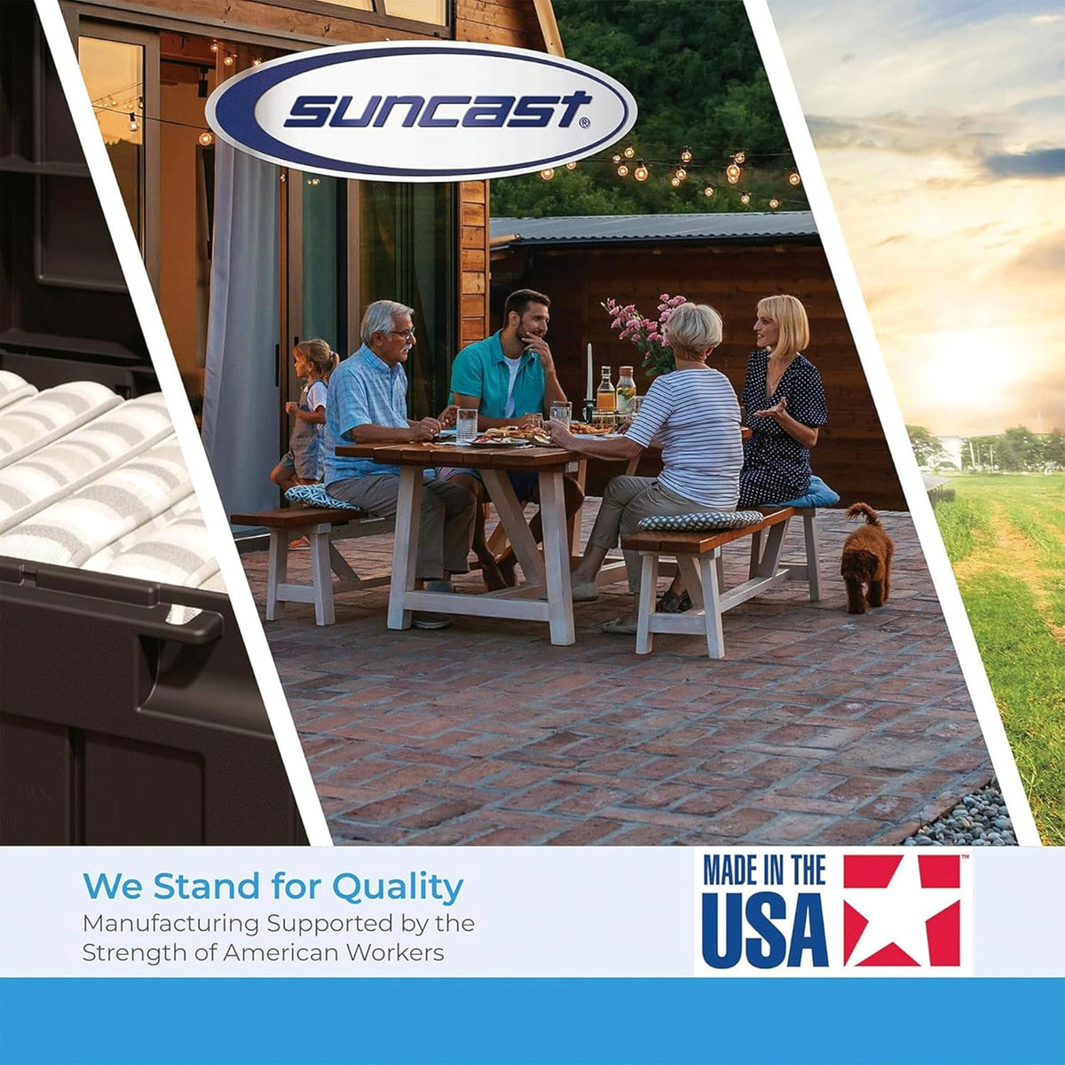 Suncast 138 Cu Ft Horizontal Outdoor Storage Shed, 57.5"x79.75"x52" Glidetop Outdoor Shed with Sliding Lid, Plastic Resin Storage Sheds with Floor