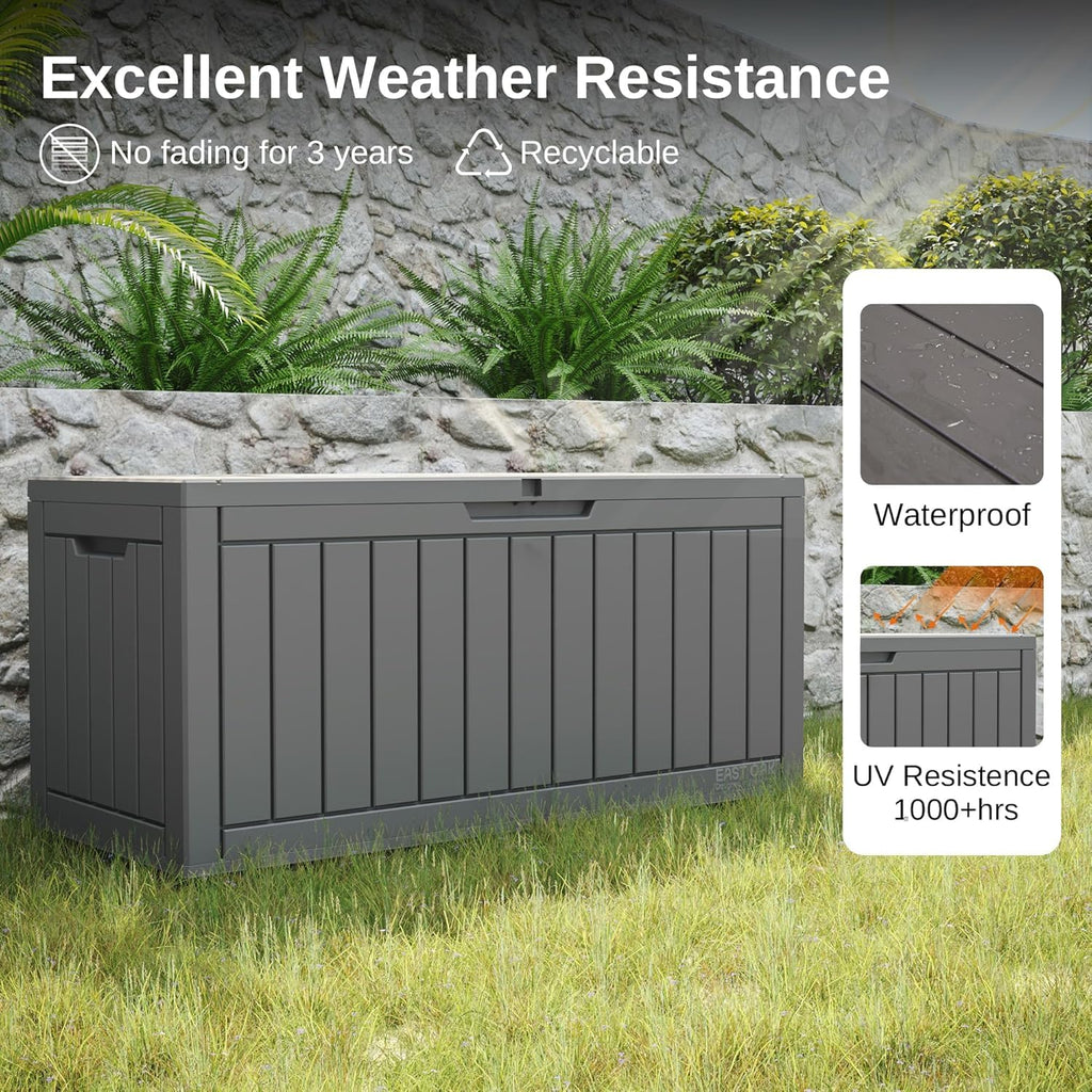 EAST OAK Outdoor Storage Box, 180 Gallon Deck Box, Large Resin Storage Bin for Patio Cushions, Gardening Tools, Lockable, Waterproof and UV Resistant