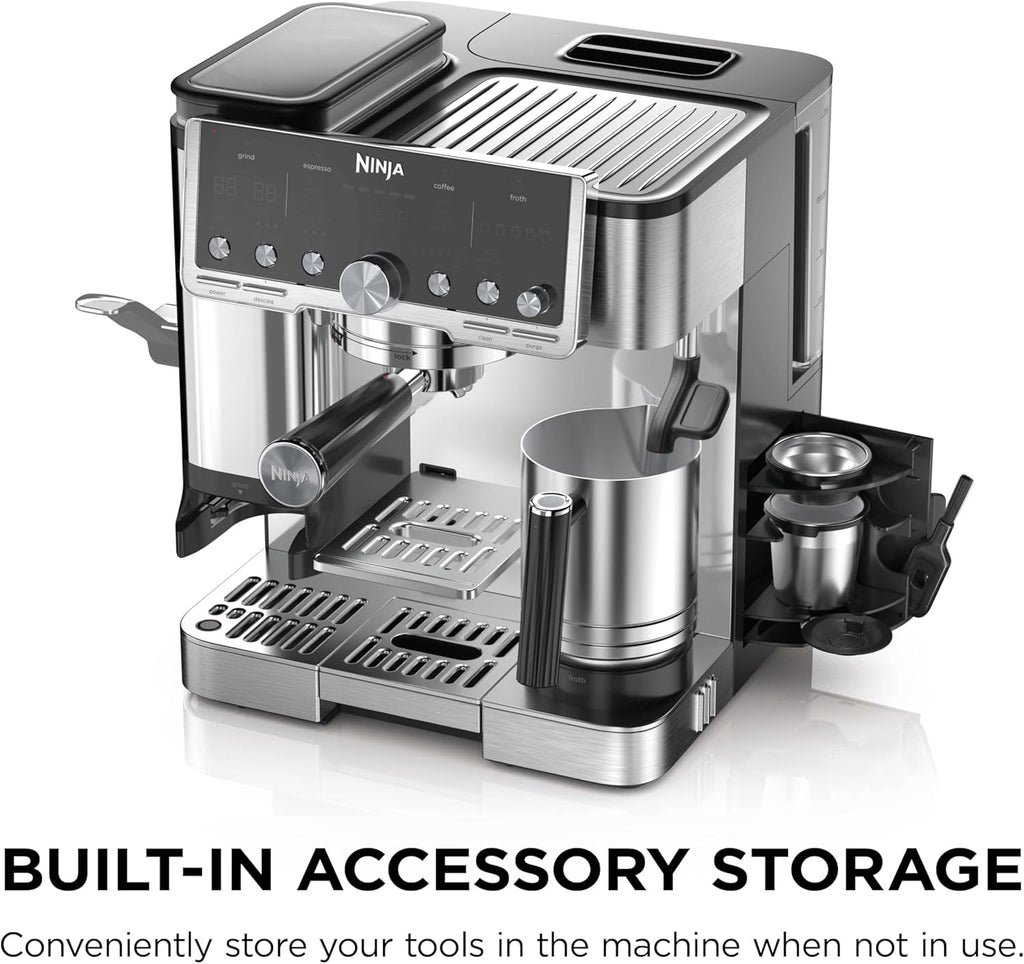 Ninja Luxe Caf Pro Series, Espresso Machine, Drip Coffee, Cold Brew, Hot Water, Integrated Tamper, Built-in Grinder, Hands-Free Frother for