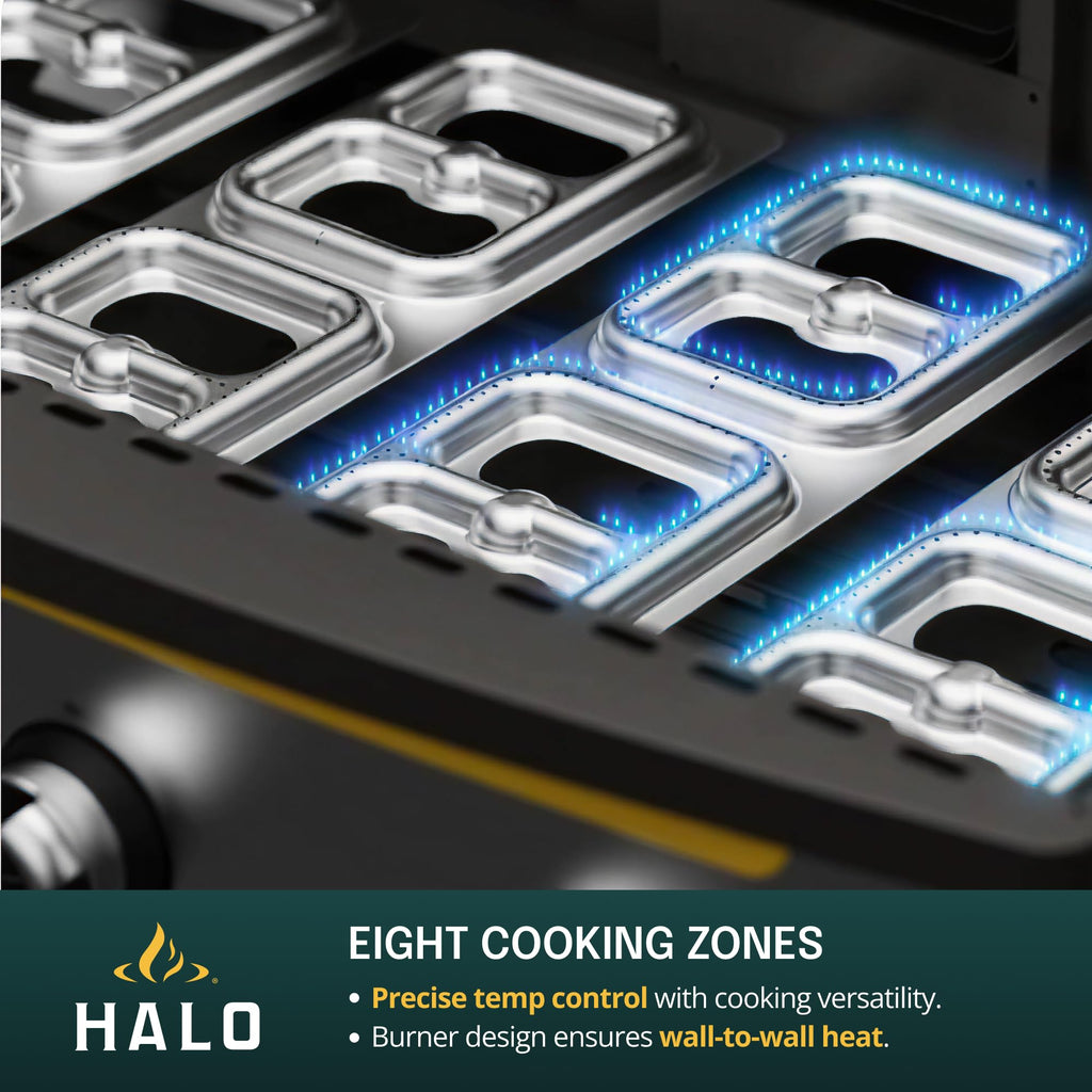 HALO Elite4B Outdoor Griddle | 4 Burner, 8 Cooking Zones | 720 sq. in. (36 x 20) Wind-Proof Cooking Surface | Propane Gas Grill | HZ-1001-XNA