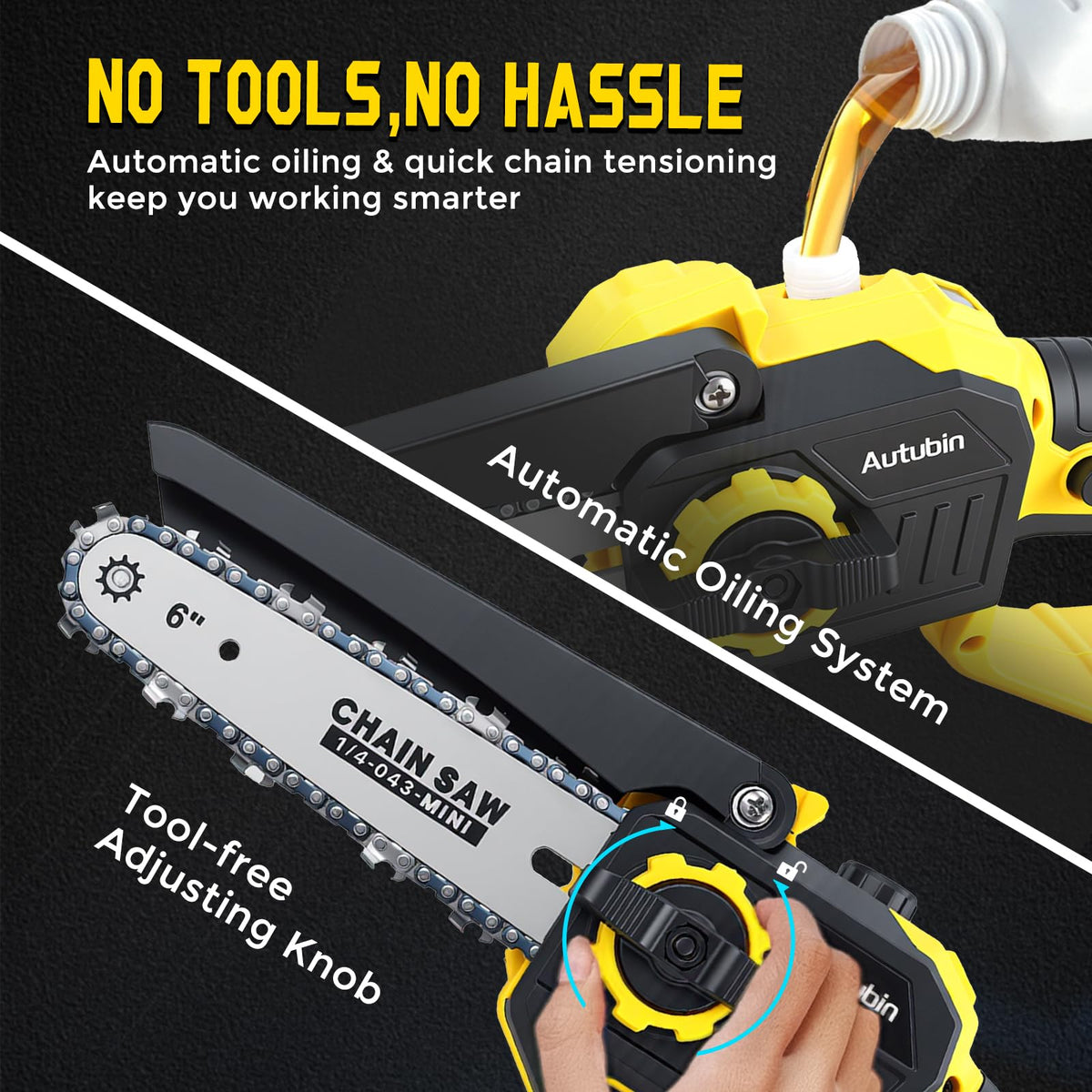 2-in-1 Cordless Pole Saw & 8'' Mini Chainsaw,Forest Ranger Approved Electric Handheld Chain Saw with 2 21V 4.0Ah Rechargeable Batterie&Charger, Auto