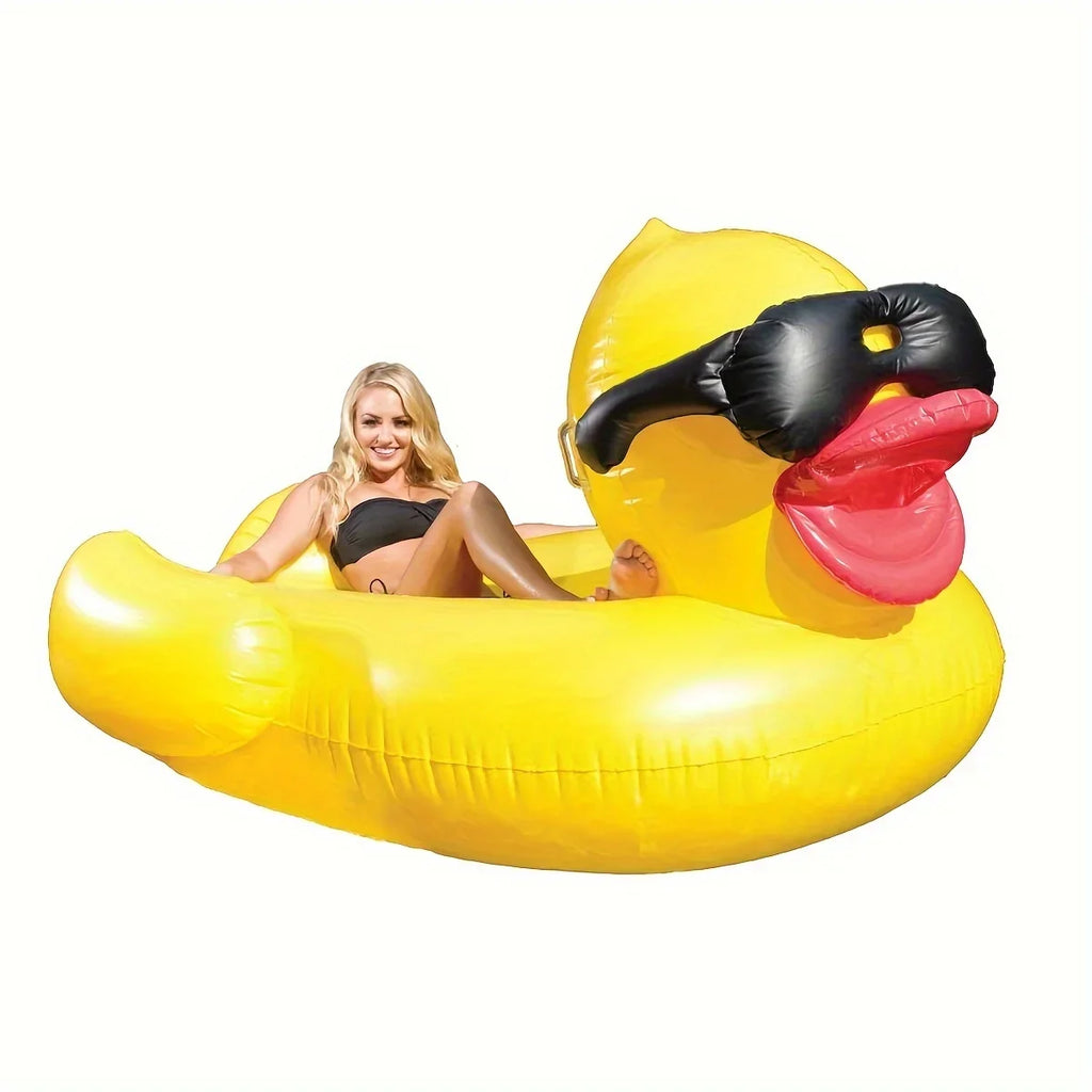 Beverage Big Inflatable Duck Yellow PVC 1pc Two Floating Liquid Holders With Toy Raft,