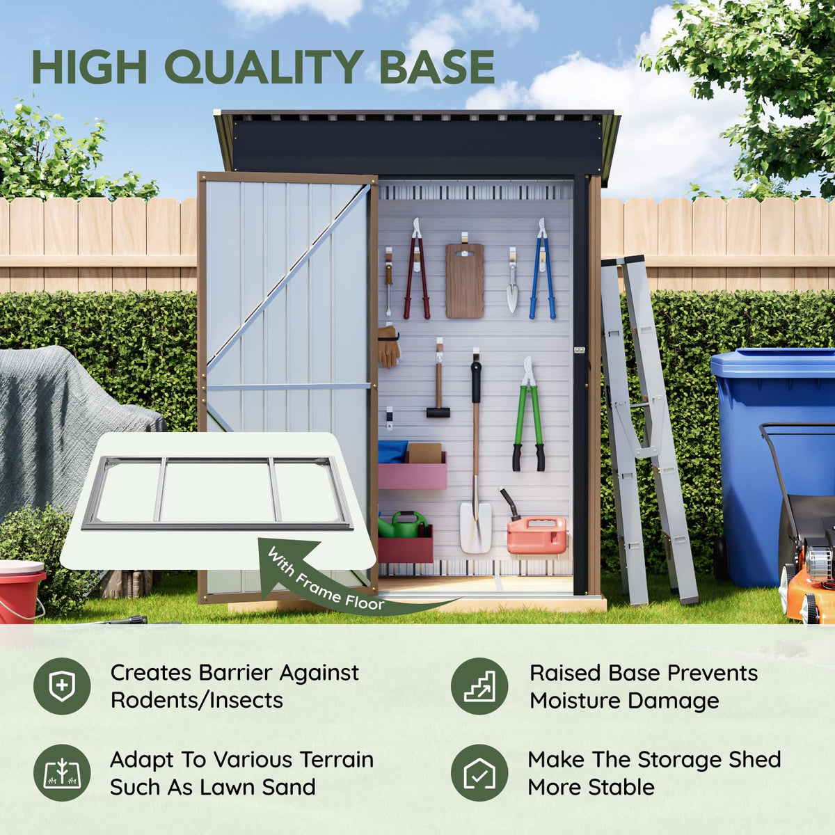 10x10 FT Outdoor Metal Storage Shed, Double Swing Doors, 2 Clear Windows,Tool Shed for Garden, Patio, Backyard Nightblue