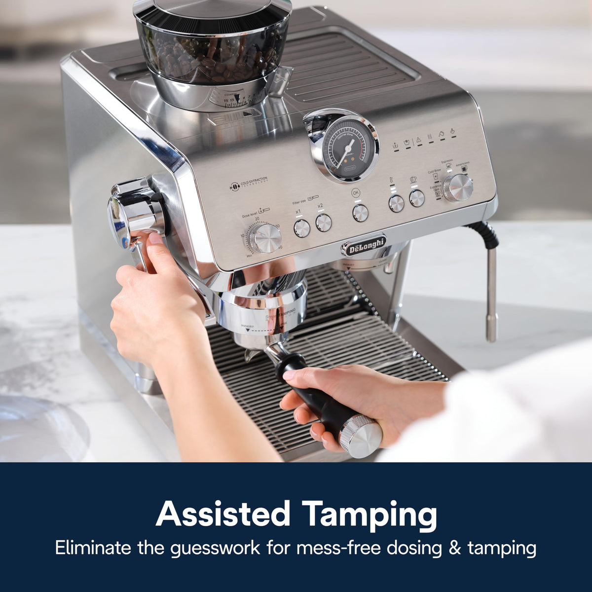 De'Longhi La Specialista Arte Evo Espresso Machine - Compact Cold Brew Coffee Maker with Grinder, Milk Steam Wand/Frother & Tamping Tools - Home