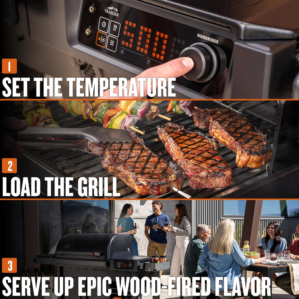 Traeger Grills Woodridge Electric Wood Pellet Grill and Smoker, Wi-Fi Temperature Control up to 500 Degrees, 860 Sq. In. Cooking Capacity, 6-in-1 for