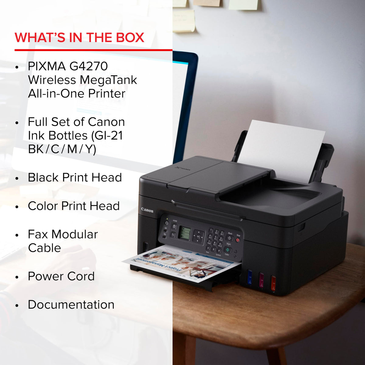 Canon MegaTank MAXIFY GX2020 All-in-One Wireless Color Printer C Print, Copy, Scan with Duplex Printing C Refillable Tank System, Compact Desktop