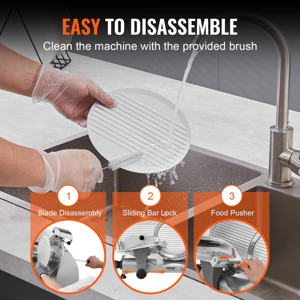 VEVOR Commercial Meat Slicer, 10 inch Electric Food Slicer, 240W Frozen Meat Deli Slicer, Premium Chromium-plated Steel Blade Semi-Auto Meat Slicer