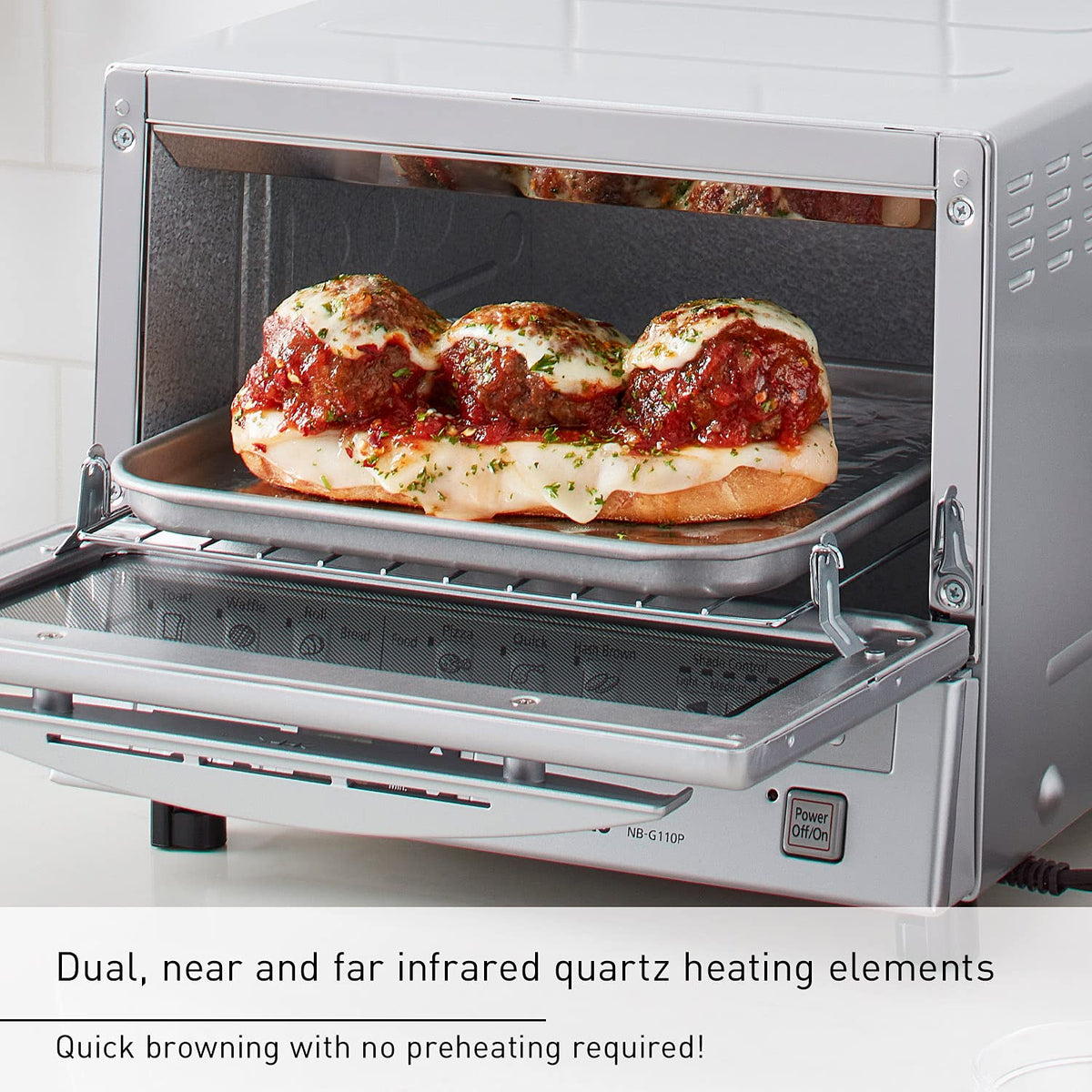 Panasonic FlashXpress Toaster Oven Countertop, 4-Slice Compact Size with Double Infrared Heating, 6 Auto Cook Options and Precise Temperature Control