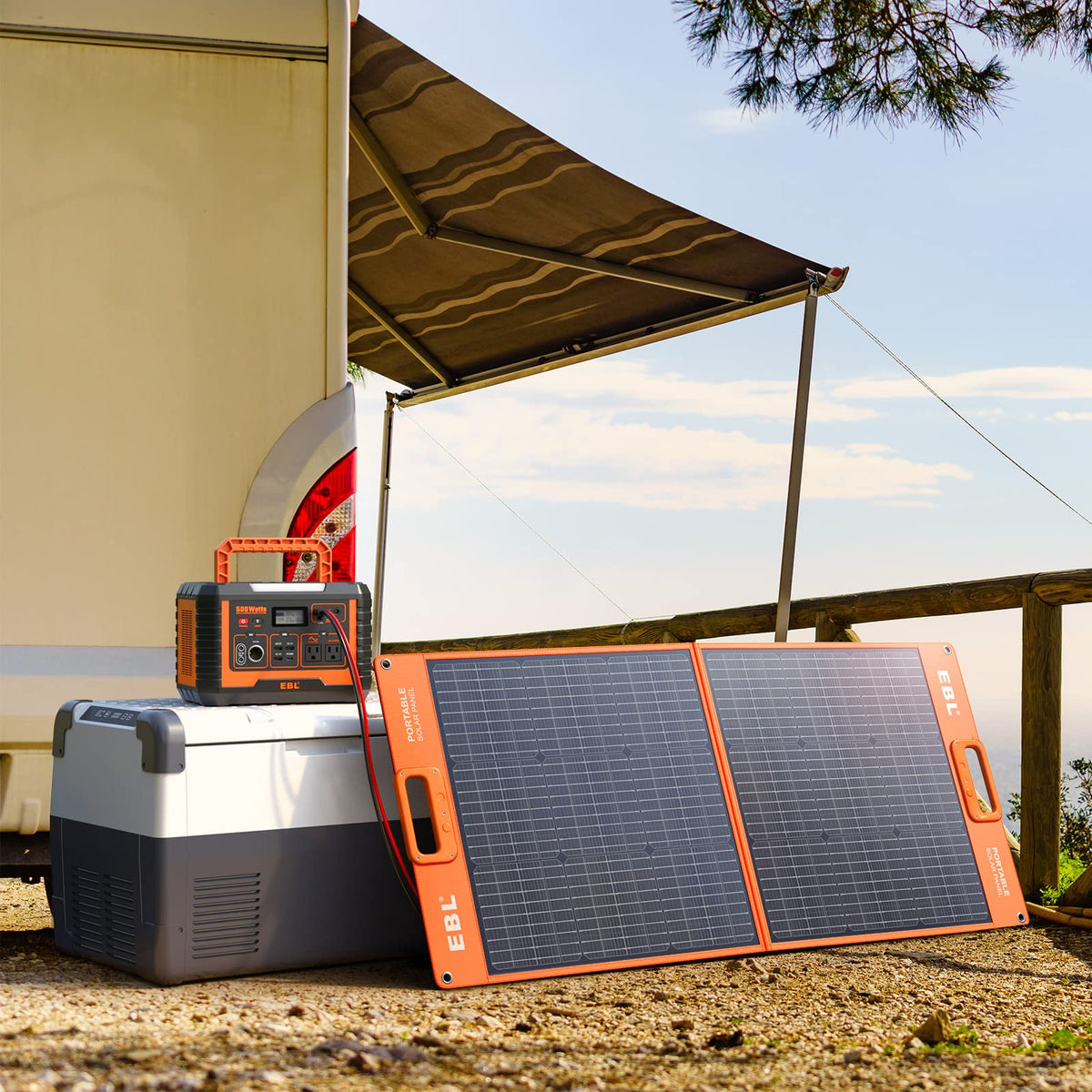 EBL Portable Power Station 500, 519.4Wh Outdoor Solar Generator with 110V/500W AC Outlet for Home Use, Emergency Backup, Camping