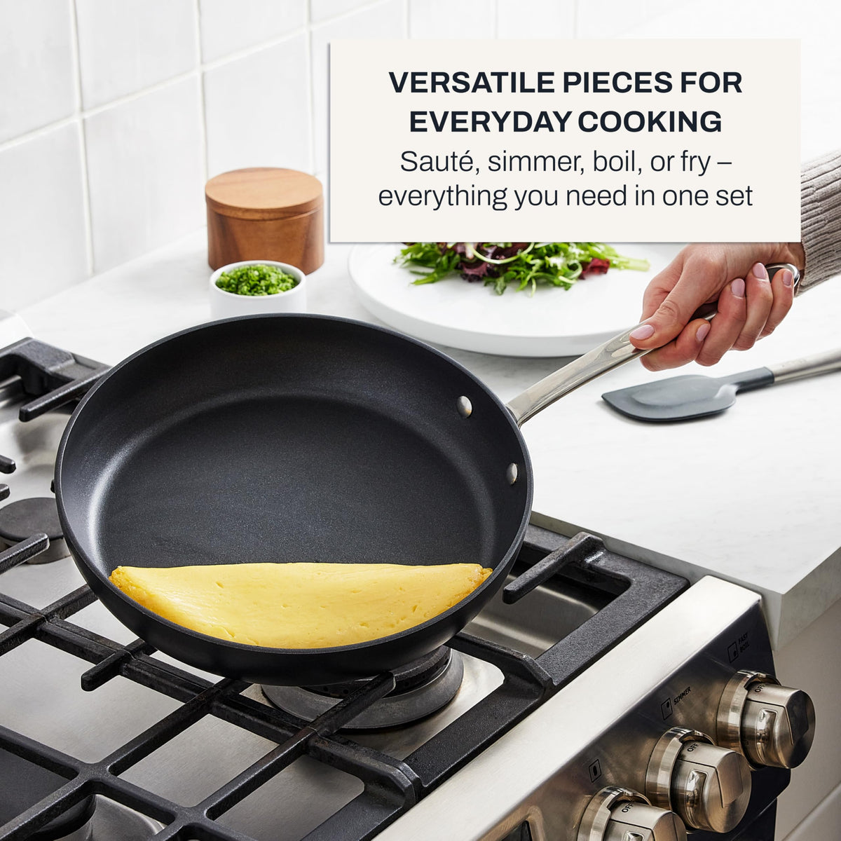 All-Clad HA1 Hard Anodized Nonstick Pots and Pans Set Non Stick Cookware Sets, Oven Broiler Safe 500F, Black
