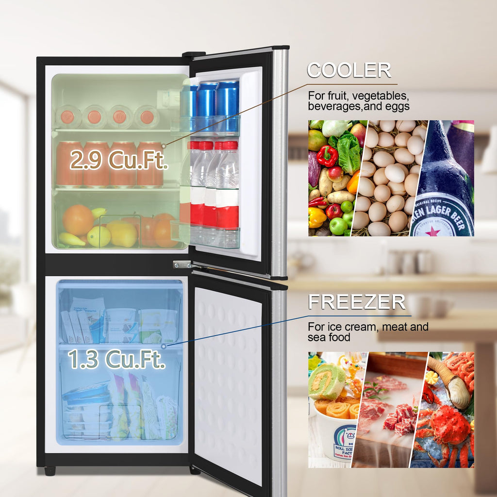 Mini Refrigerator with Freezer 4.0 Cu. Ft., Small Dorm Fridge with Freezer, Adjustable Thermostat Compact Fridge Freezers for Apartment, Dorm