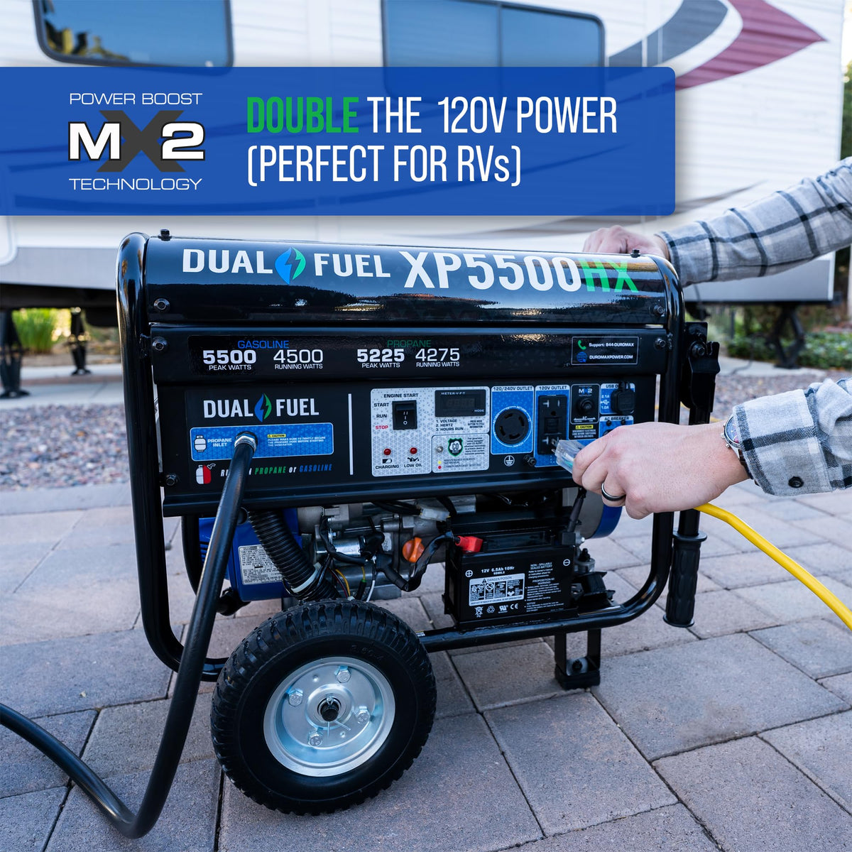 DuroMax XP13000HX 13,000-Watt Dual Fuel Portable Generator - Gas & Propane, Electric Start, Whole Home Power Backup, Transfer Switch Ready, RV &