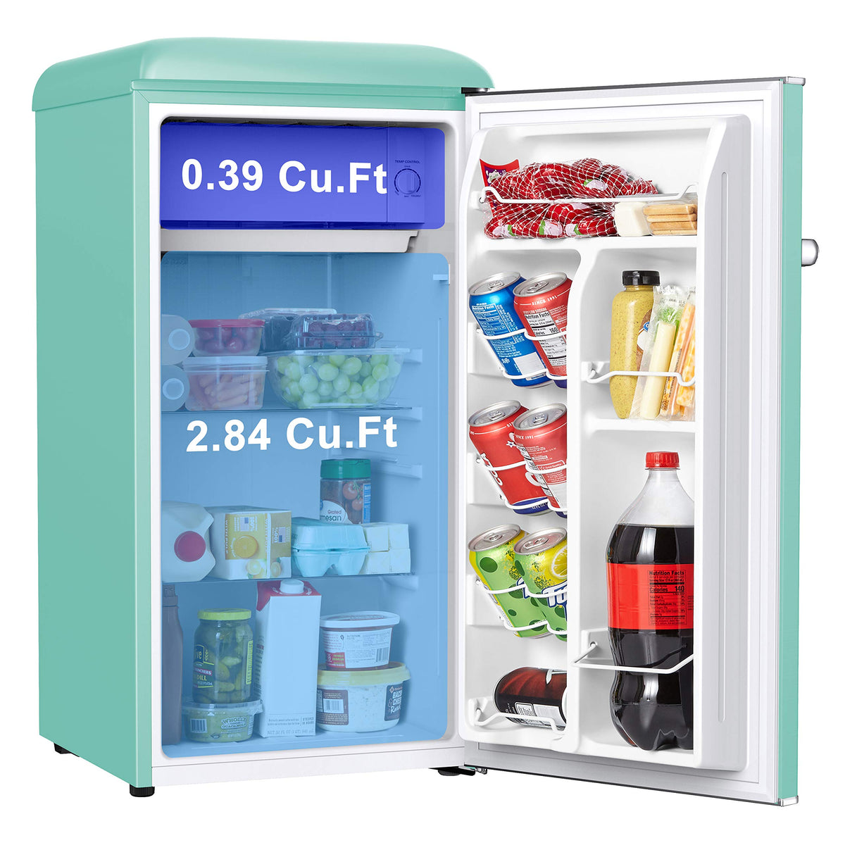 Galanz GLR25MBKR10 Retro Compact Refrigerator, Mini Fridge with Single Doors, Adjustable Mechanical Thermostat with Chiller, Black, 2.5 cu ft