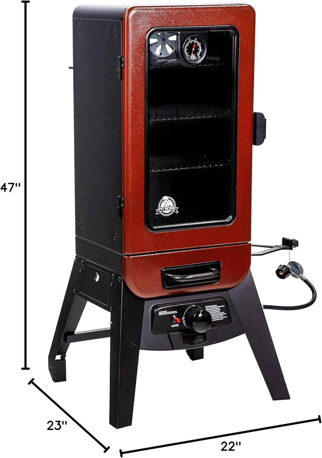 Pit Boss 3-Series Gas Vertical Smoker, Red Hammertone - 10773