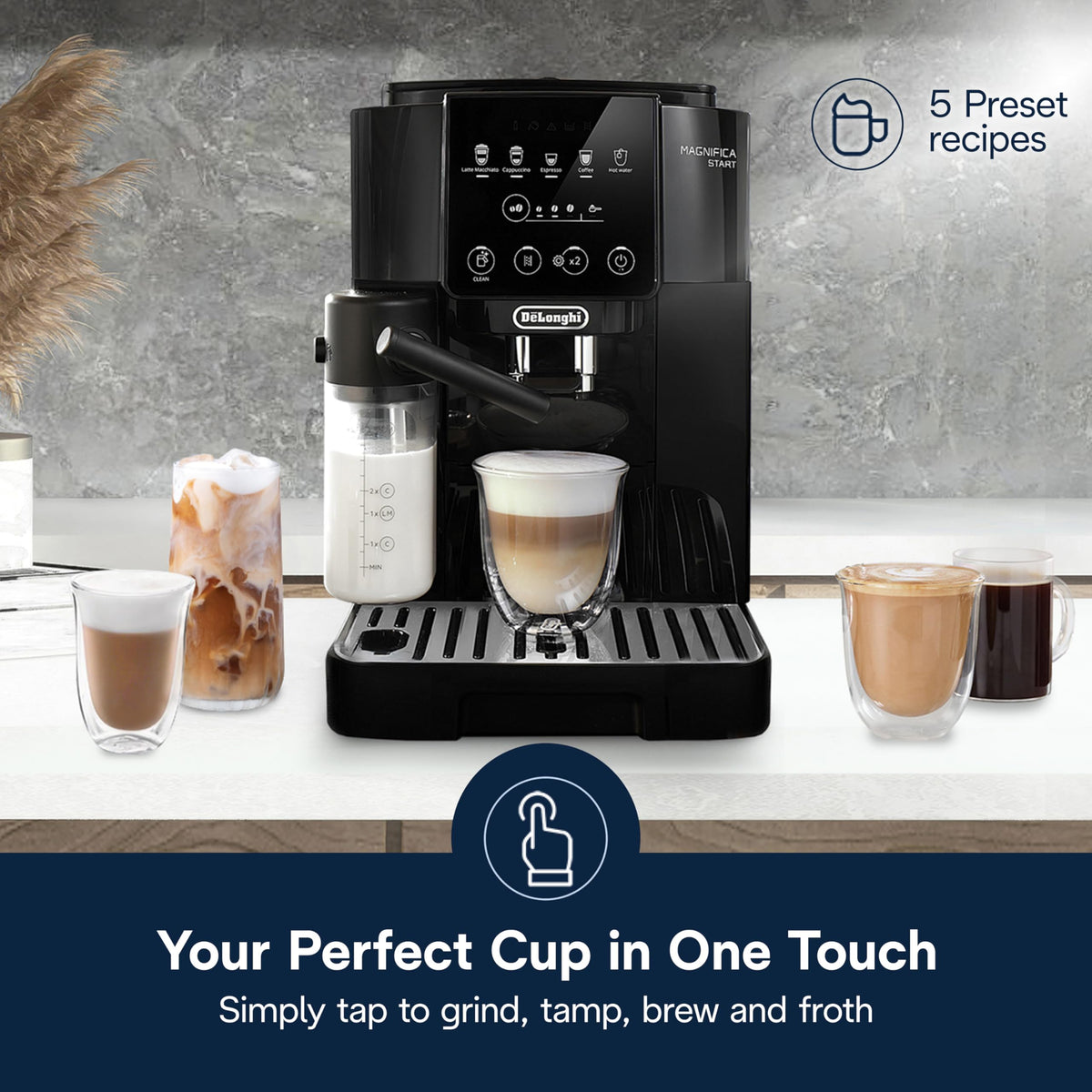 De'Longhi Magnifica Evo Automatic Espresso & Coffee Machine with Auto Milk Frother, Built-in Grinder & Auto-Clean Function - For Latte, Cappuccino