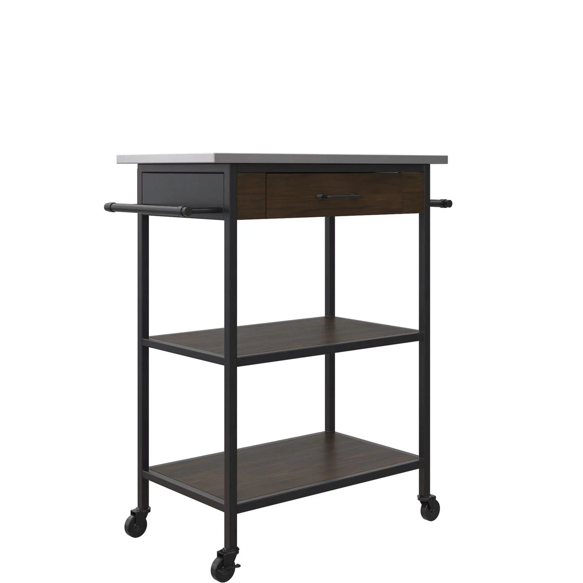 Cart, Black Counter Frame, Brown Pantry Kane Stainless Steel Storage,  Kitchen Top, DHP