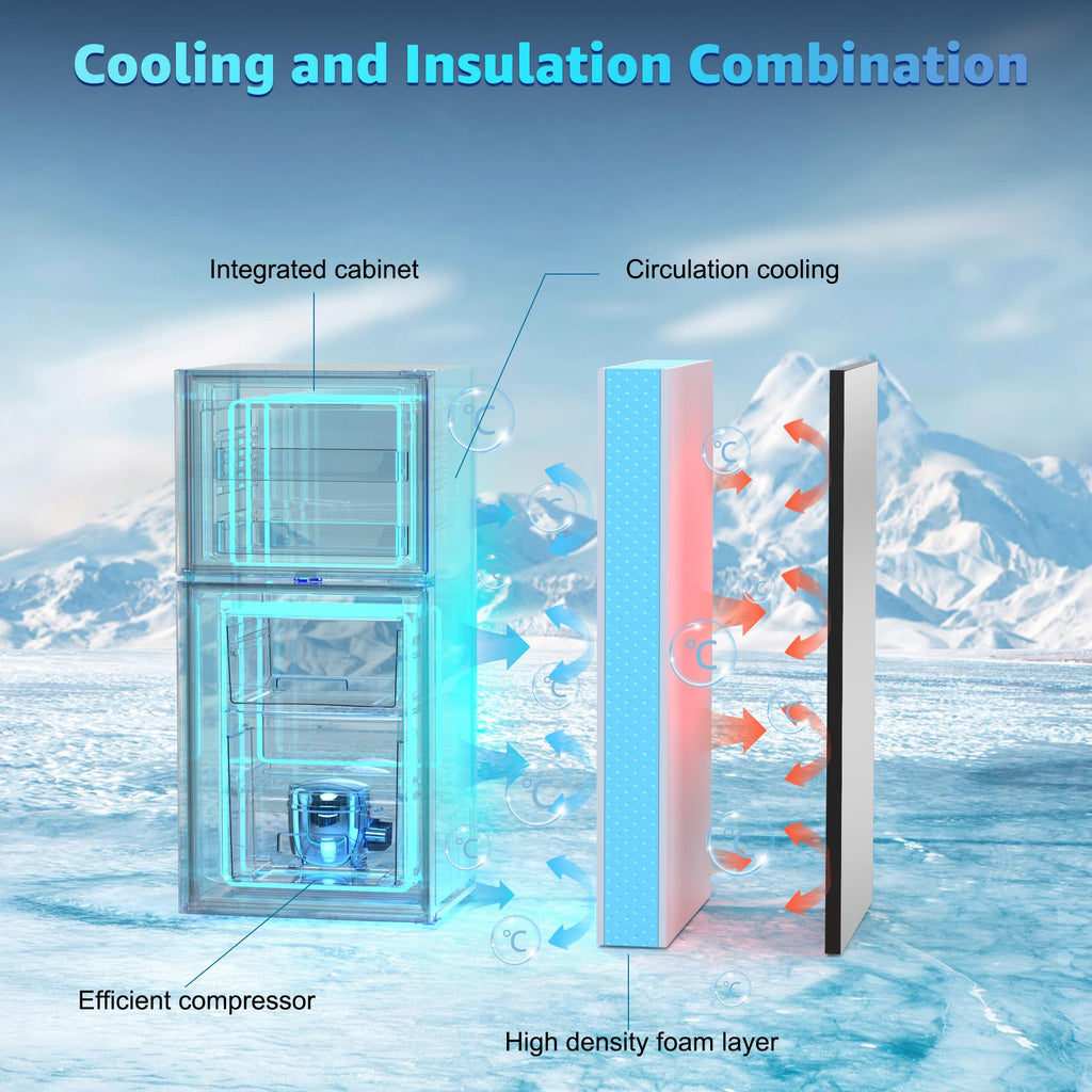 3.3 Cu. Ft. Mini Fridge with Freezer, Compact Refrigerator with Adjustable 7-Level Thermostat, Dorm Fridge for Kichen, RV, Office, Apartment, Black