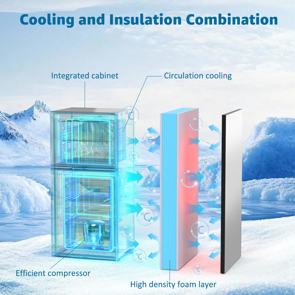 3.3 Cu. Ft. Mini Fridge with Freezer, Compact Refrigerator with Adjustable 7-Level Thermostat, Dorm Fridge for Kichen, RV, Office, Apartment, Black