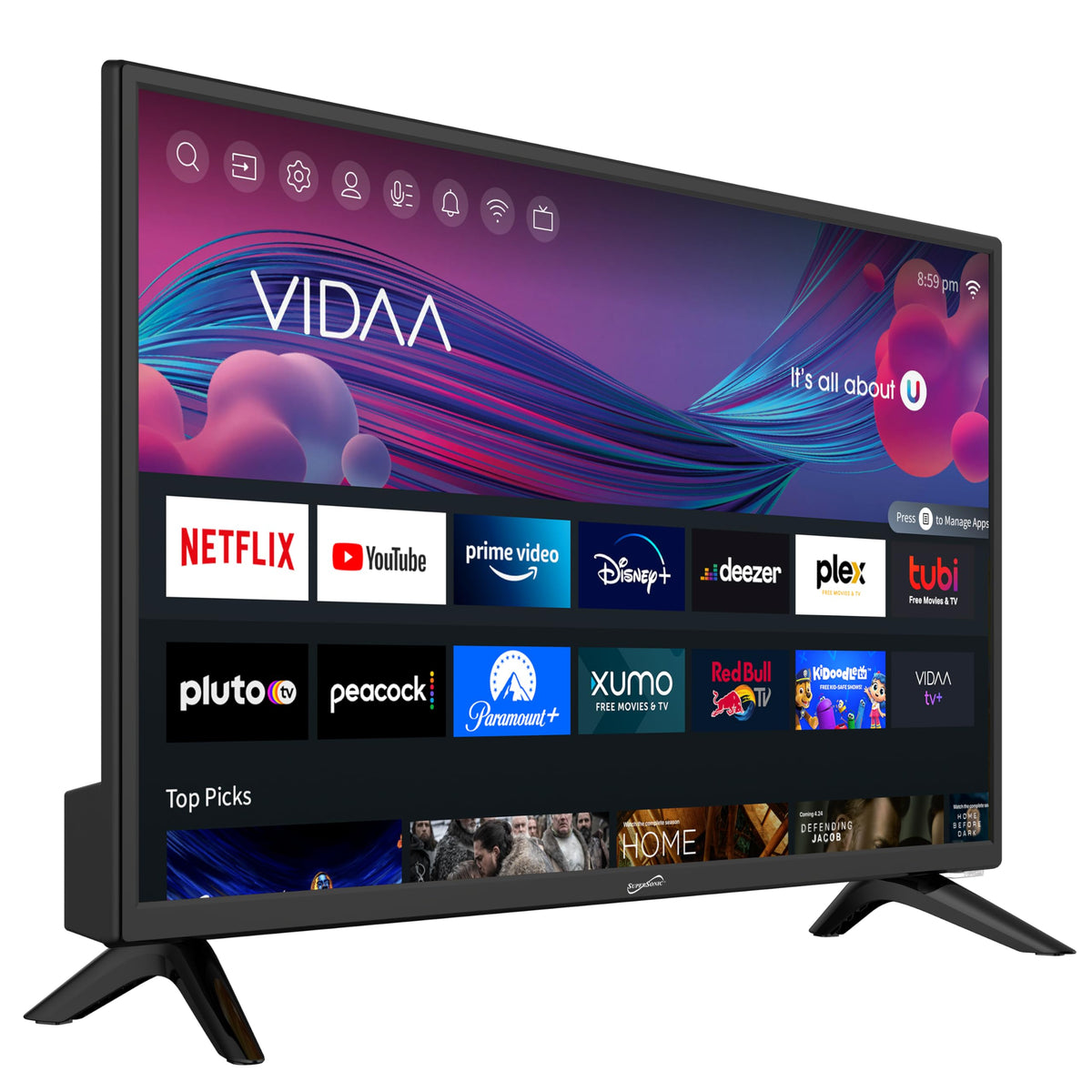 Supersonic SC-1926DVD 19-inch LED Smart HDTV w/DVD Player, 3X HDMI, 1080p, WiFi, USB, AC/DC Compatible for Home, Kitchen, or RV Camper, DC Car Cord
