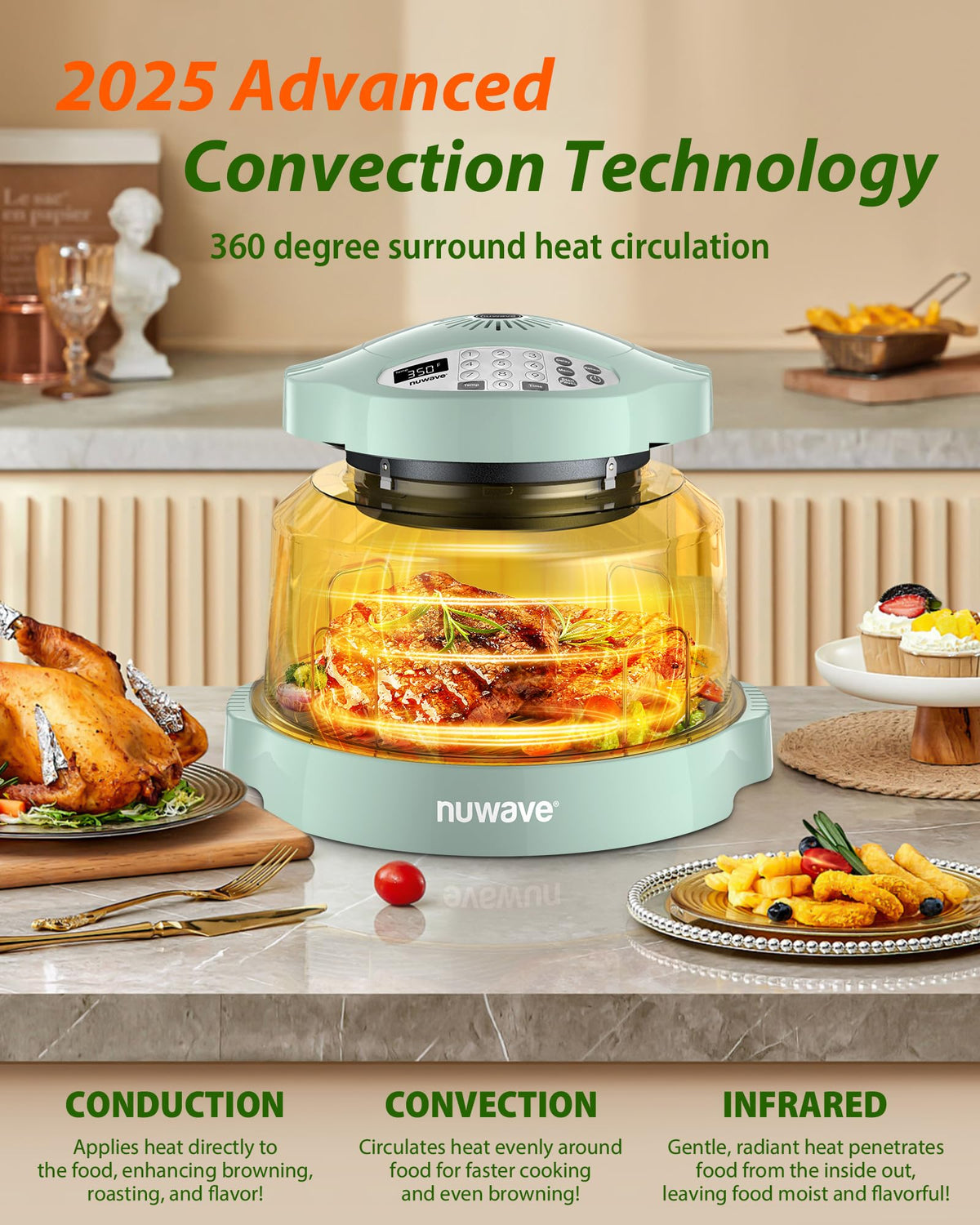 Nuwave Oven Pro Plus Air Fryer, Infra-Red Countertop, 2025 Advanced Convection, No Defrosting or Preheating, Cook Fresh or Frozen, Durable Power Dome