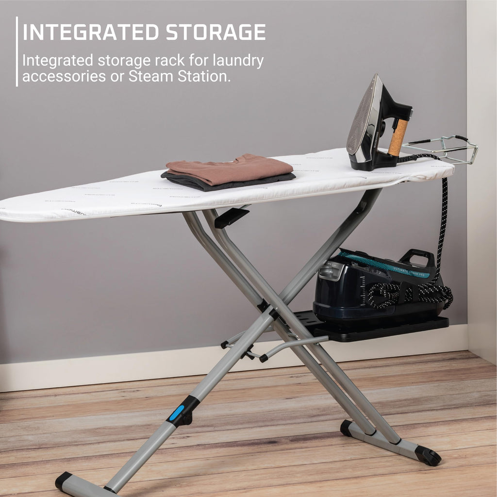 Rowenta Pro Compact Ironing Board with Hanger Rack 18 x 54 Inches Space Saving, Folding, 4 Legs IB9100,Beige